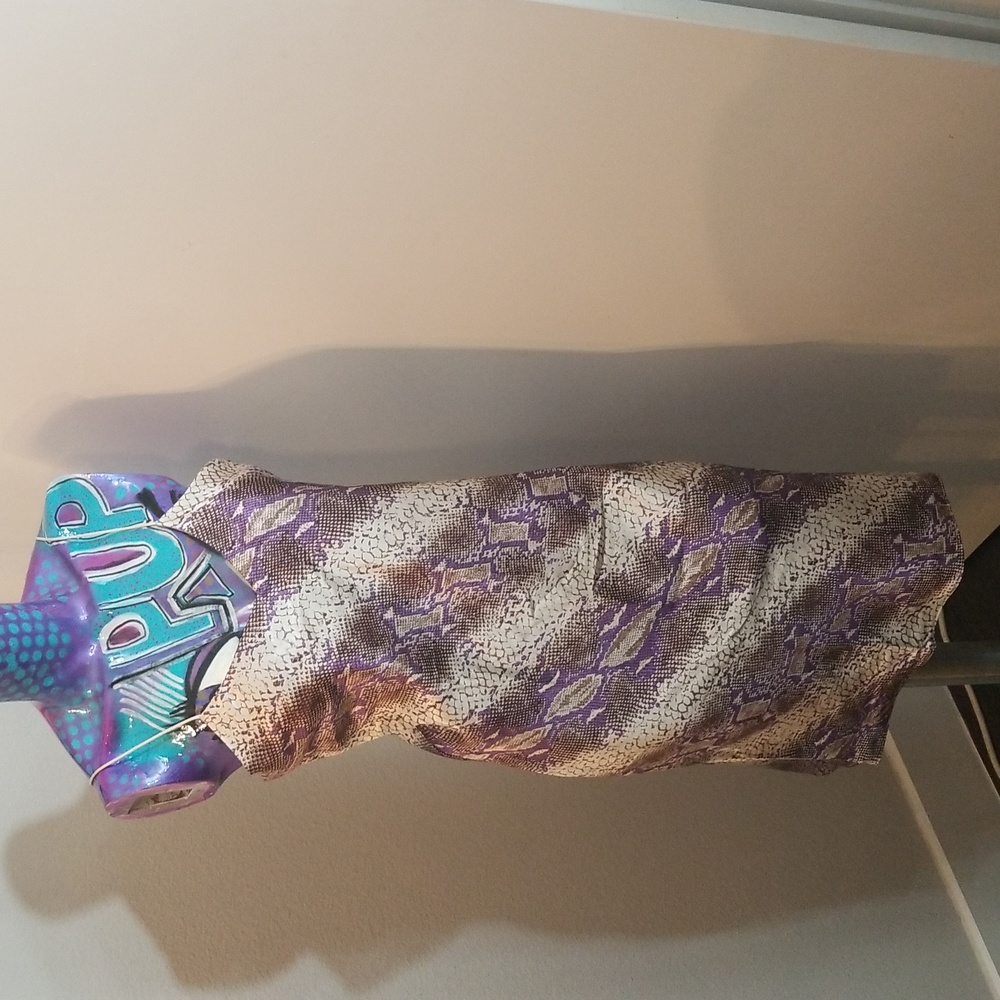 Purple/Brown/Cream Snakeskin Print Spaghetti Strap Dress  4-6